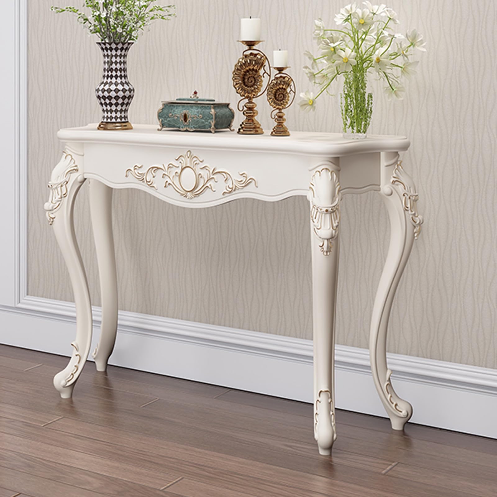 Table console d'entrée vintage 100 cm : présentoir élégant victorien