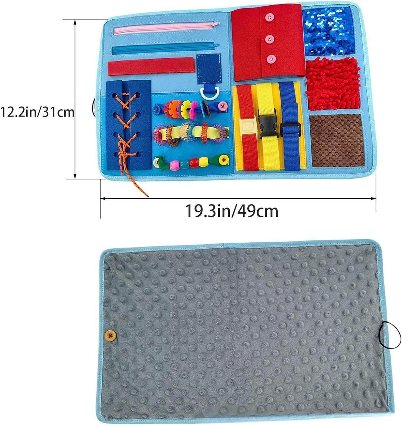 Portable Sensory Toy Set, Interactive Fidget Blanket, Compact Travel Calm Add On, Fabric Activity Panel Detail, Focus Aid with Tasks, Cognitive Support for Seniors Kids Daily Use Routine