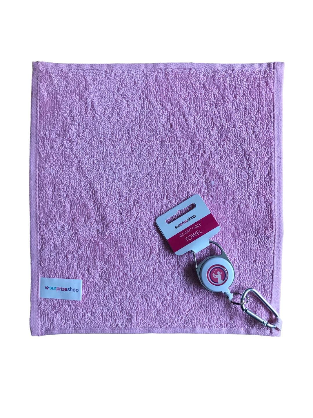 Surprizeshop Women's Green,Pink Lady Golfer Silhouette Retractable Golf Towel. Pale Pink.