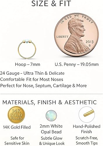 Miniatura 3 de Anillo de nariz de ópalo para piercing