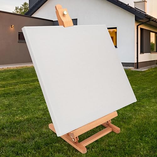 Miniatura 8 de Caballete de estudio con marco en H de escritorio, soporte de escritorio ajustable para pintar y exhibir artistas de madera