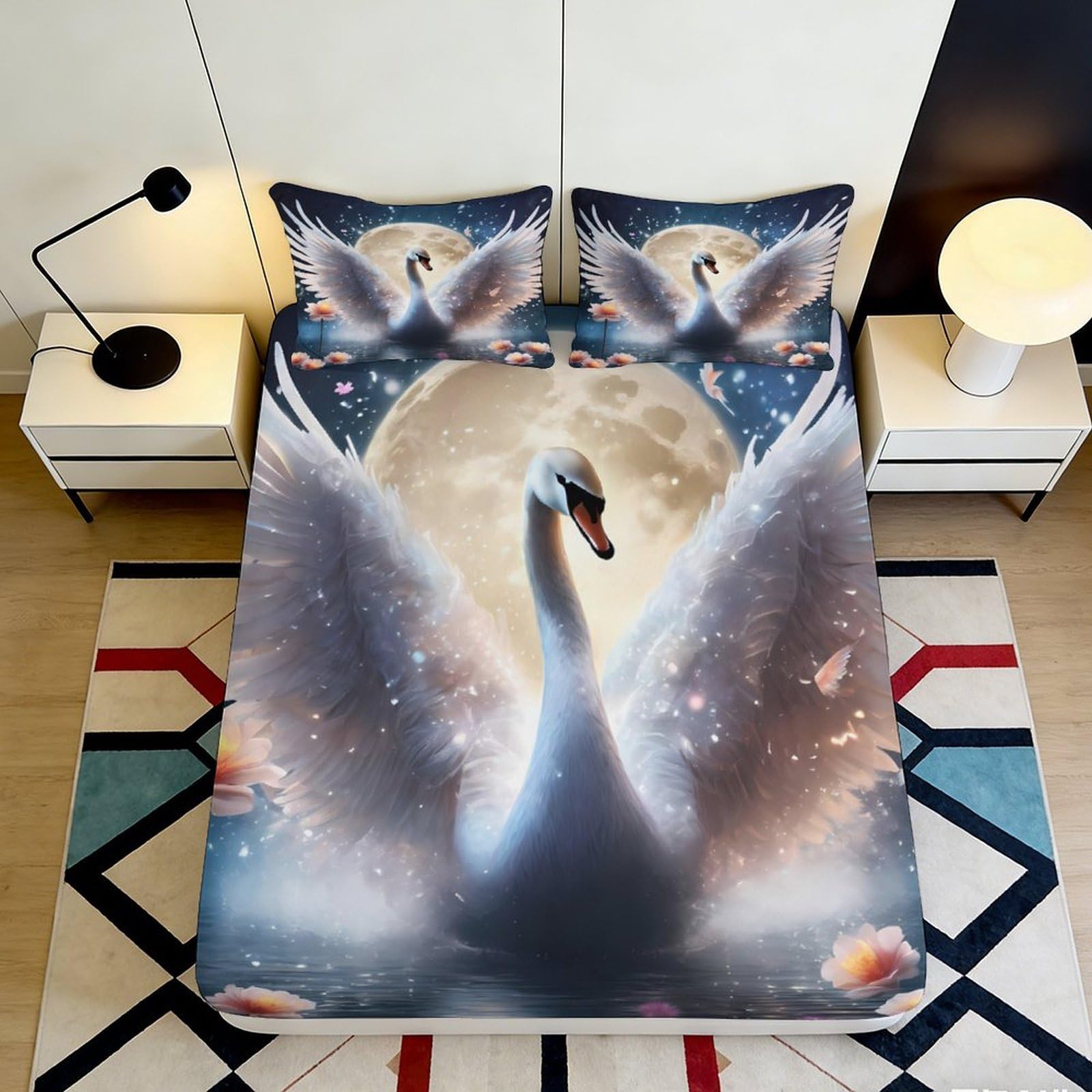 3D Printed Heart Microfiber Fitted Sheet Deep Pocket Non-Slip Bedroom Bedding Heart Mattress Fitted Cover Wrap 180x200x25cm