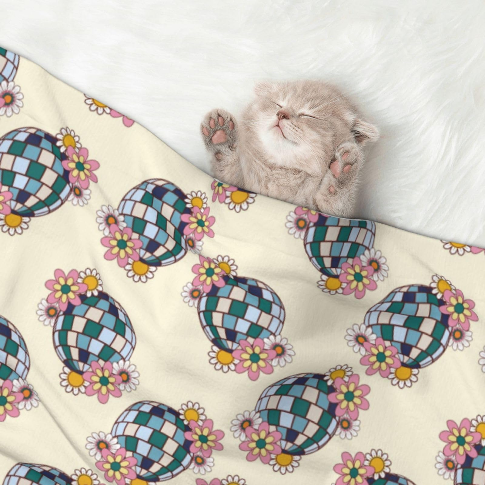 Kuilepa 70s Disco Ball Print Waterproof Dog Blanket,Leakproof Pet Blanket for Large Dogs, Furniture Sofa Couch Cover Protector,Reversible Washable Soft Plush-Large