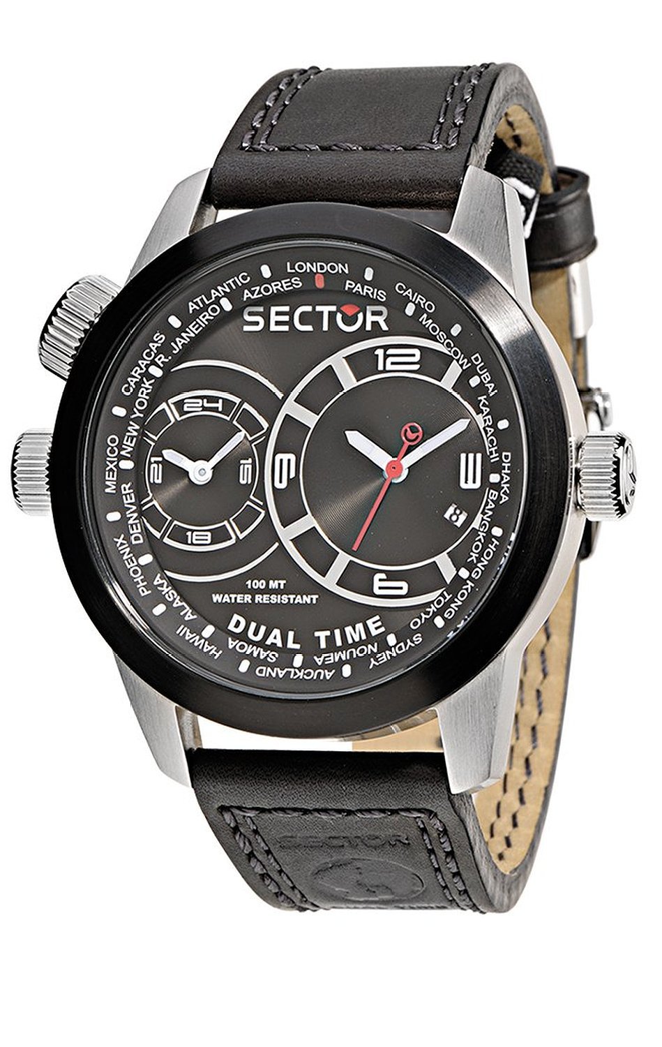 Sector Oversize Men's Watch with Dual Time, Black Dial and Black Strap - R3251102125