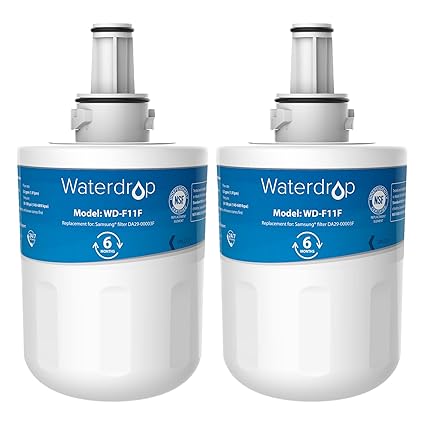 Waterdrop DA29-00003F Refrigerator Water Filter Replacement for with Samsung Aqua Pure Plus DA29-00003F, HAFIN1, DA29-00003A, DA29-00003B, DA29-00003A-B, DA61-00159A, DA97-06317A, Package May Vary (2)