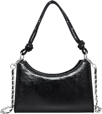 Clutch Purse for Women Rhinestone Handle Evening Shoulder Bag | Viantage Sparkly Detachable Chain Strap, Zipper Closure | Prom, Wedding, Cocktail, Formal, Church