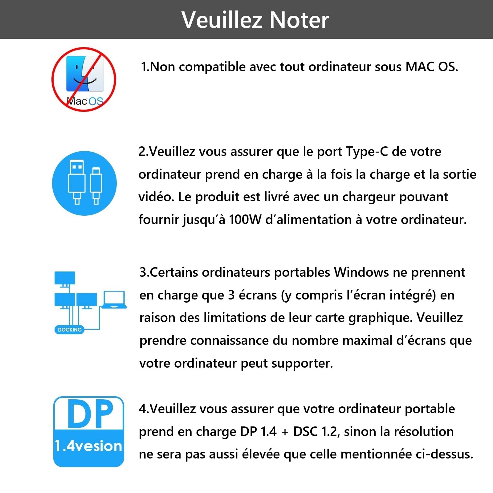 WAVLINK Station d'accueil pour Ordinateur Portable pour 3 écrans | 2x DP+HDMI, 4K@144Hz, Entrée PD 130 W, 4x USB 3.0, Audio, Ethernet Gigabit, SD/TF, compatible avec Lenovo/HP/Dell