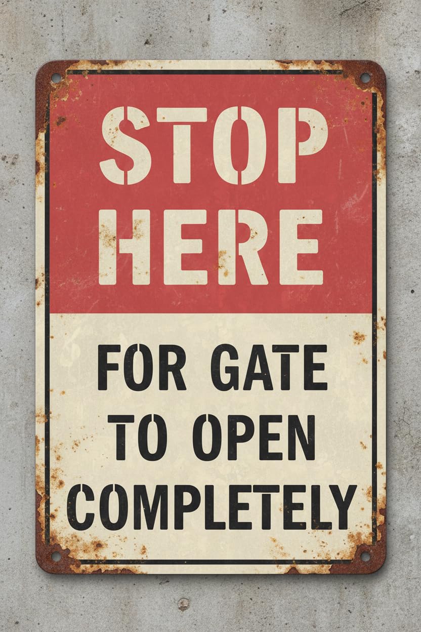 Stop Here For Gate To Open Completely Metal Sign Wall Decor 12"x8" Vintage Signs Aluminum Plates Printed