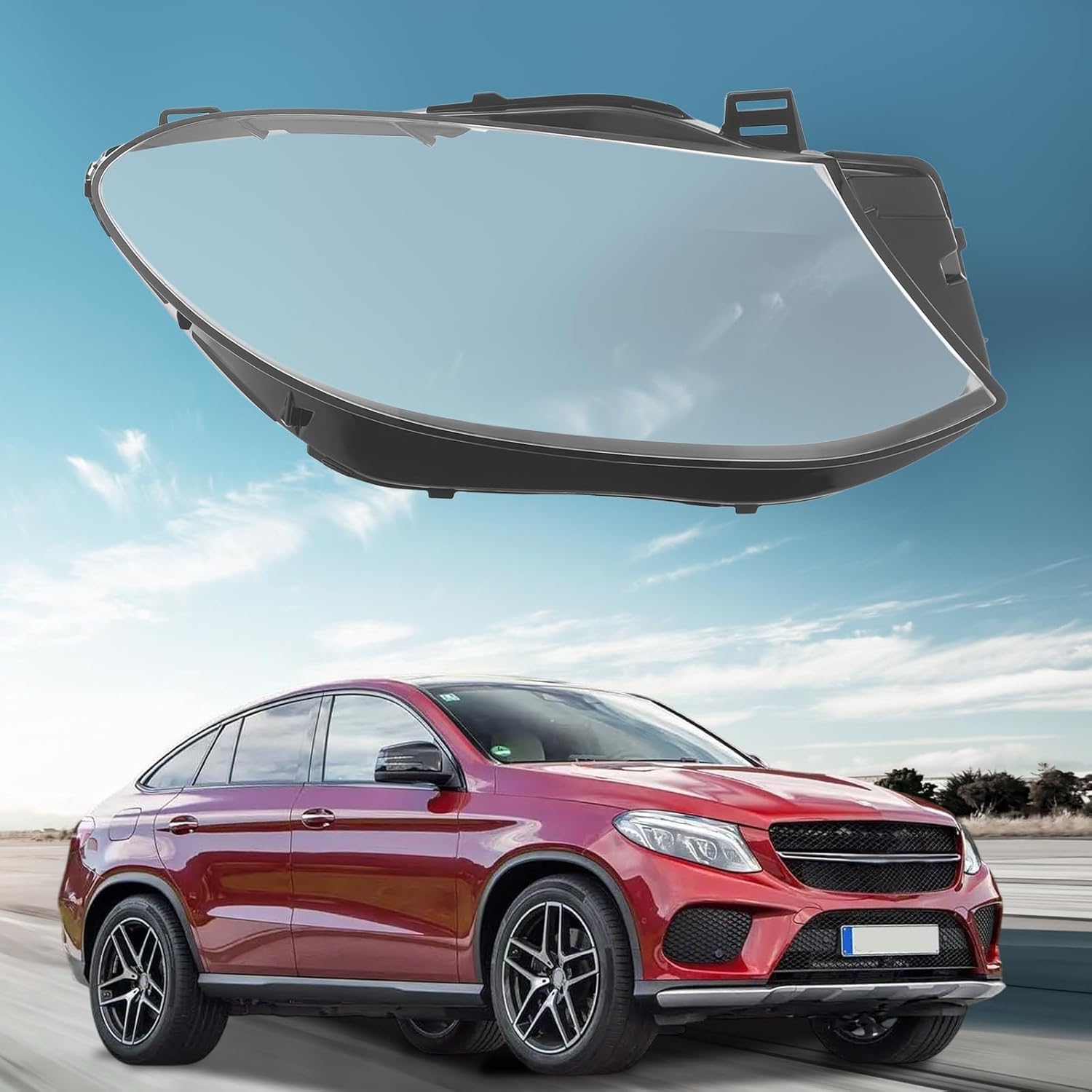 Right Headlight Cover Fit for 2015-2019 Mercedes-Benz GLE Direct Replacement High-Impact PC Lens, Water-Resistant and Easy Installation (No Sealant Included)