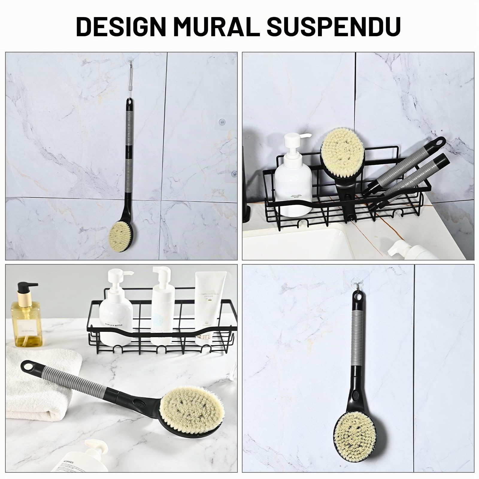 Brosse dos Douche, 55,1 cm Brosse dos Douche Long Manche, Brosse en Nylon Souple pour le Corps, Exfoliation Douce pour une Meilleure Santé de la Peau, pour Hommes et Femmes