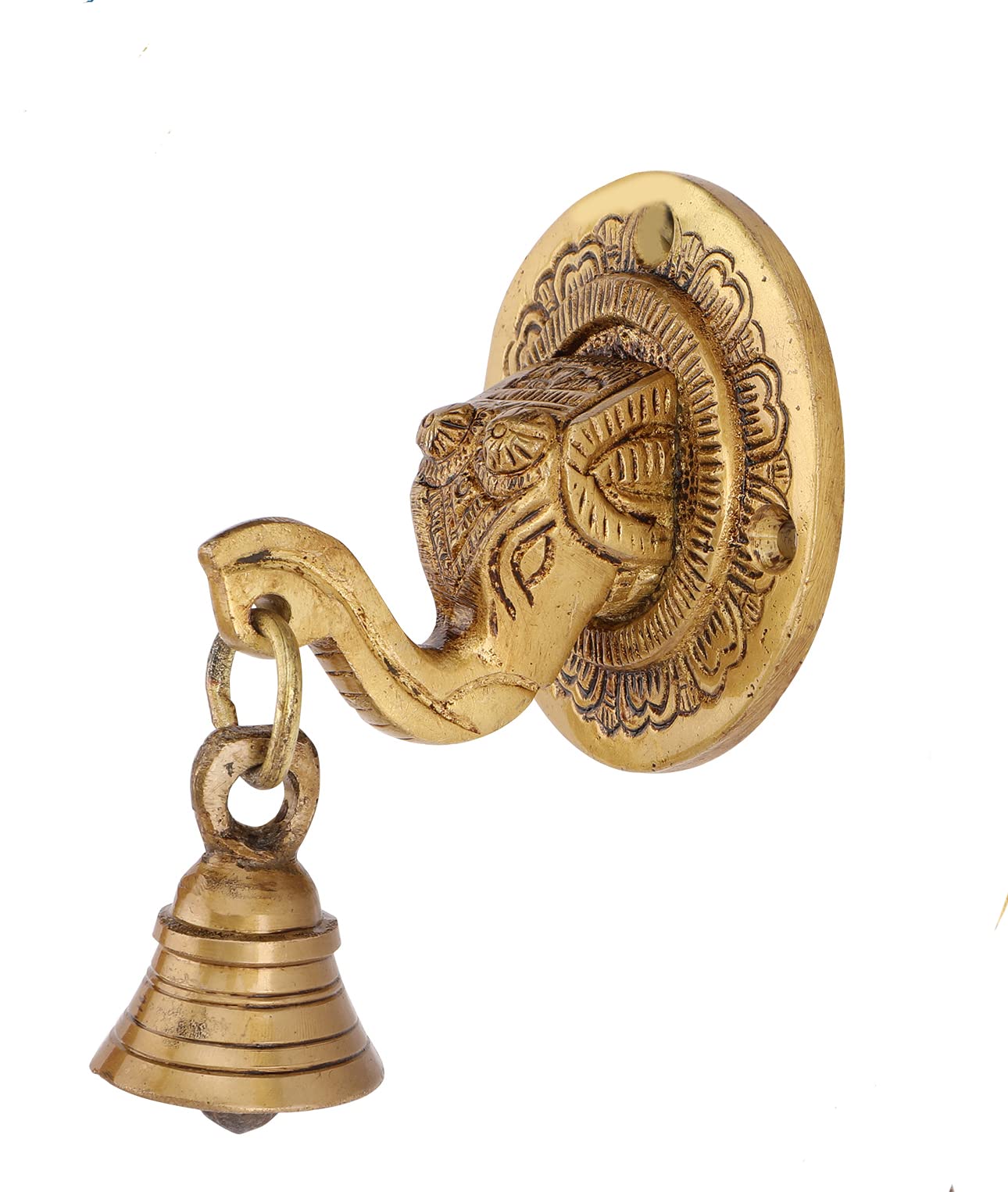 Mla's Decor Brass Decorative Elephant Face Wall & Door Bell (2.2 x 2.4 x 3.6 inch, Yellow)