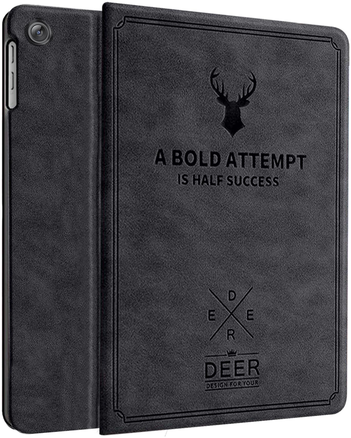 robustrion cover for samsung galaxy tab a9 cover case 8.7 inch, deer pattern flip stand cover case for samsung galaxy tab a9 tablet cover [sm-x110/x115/x117] - black