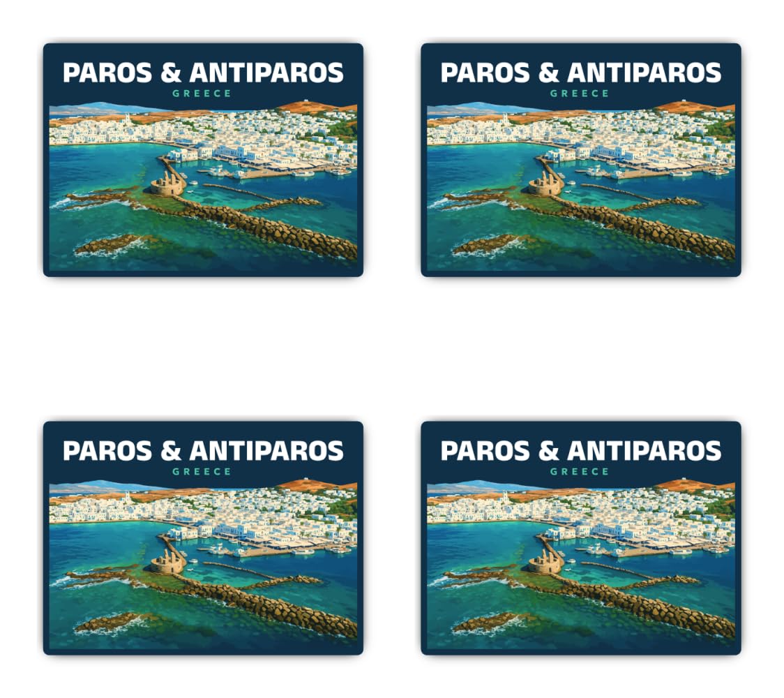 Havati Vibe Sticker. Paros & Antiparos Greece Vinyl Sticker Souvenir Round 75Mm Pack Of 4