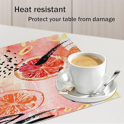 Miniatura 5 de Juego de 4 manteles individuales para decoración de plantas de limón, lavables, impermeables, para fiestas, hogar, comedor, decoración de mesa de 18