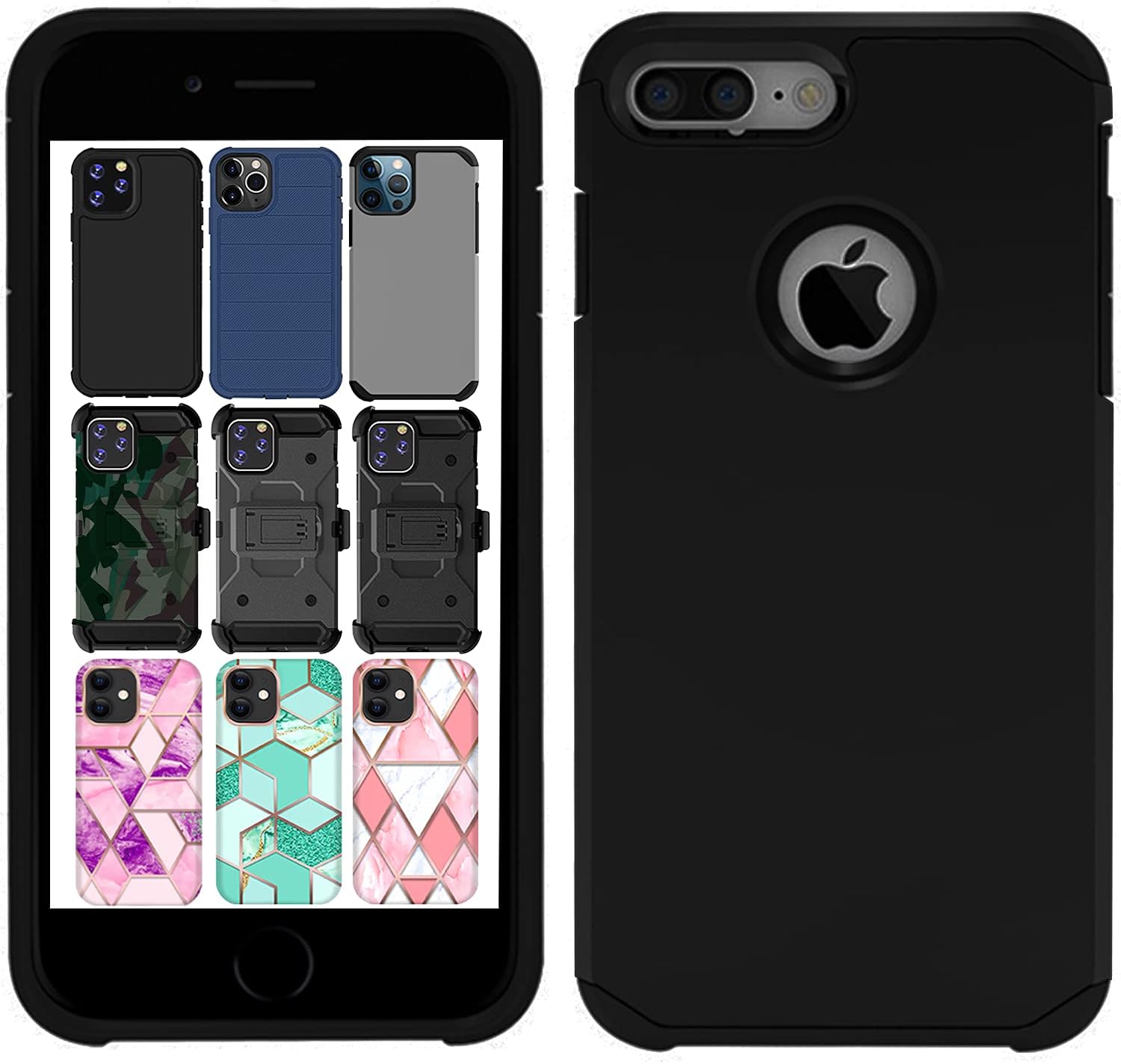 DuraSafe Cases for iPhone 6 Plus iPhone 6s Plus 5.5" [ 2014/2015 ] A1522 A1524 A1593 A1634 A1687 A1699 Slim Streamlined Body Soft Silicone Back Durable Dual Layer Cover - Black
