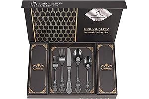 MIKIWAY 40-Piece Retro Royal Black Silverware Set