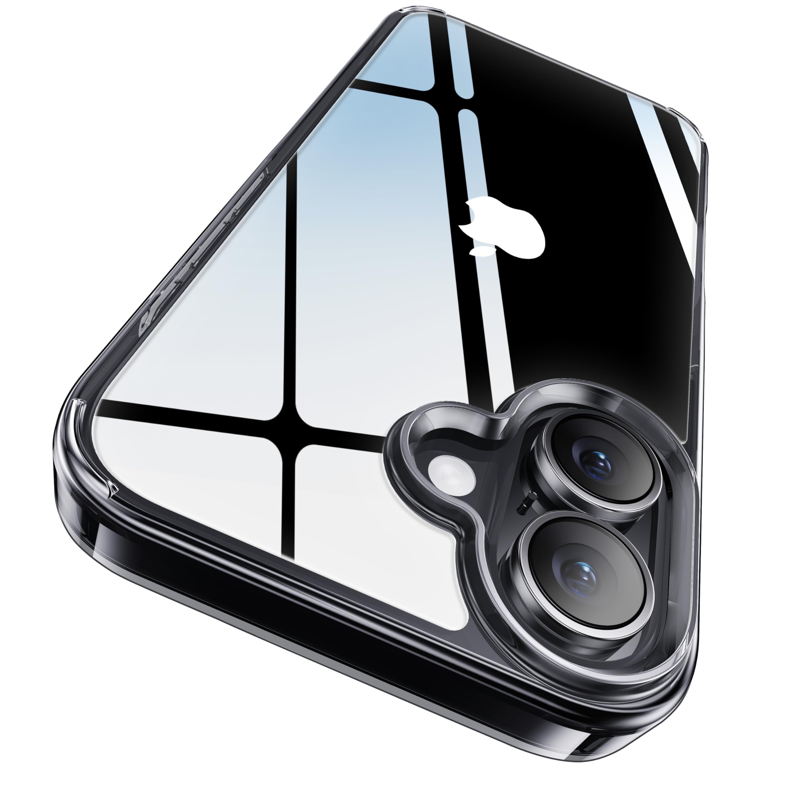 CASEKOO Designed for iPhone 16 Case Crystal Clear, [Never Yellow Technology] [12FT Mil-Grade Protection] Transparent Slim Cover Women Men 16 Phone Case 6.1 inch, Black