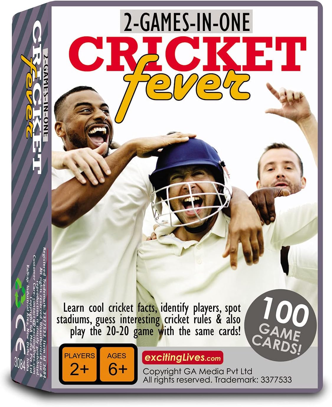 exciting Lives - Cricket Fever - Cards Game for Cricket Fans - Gift for Birthday, Sports - for Kids and Adults - Ages 6+ - Set of 100 with 300 Challenges