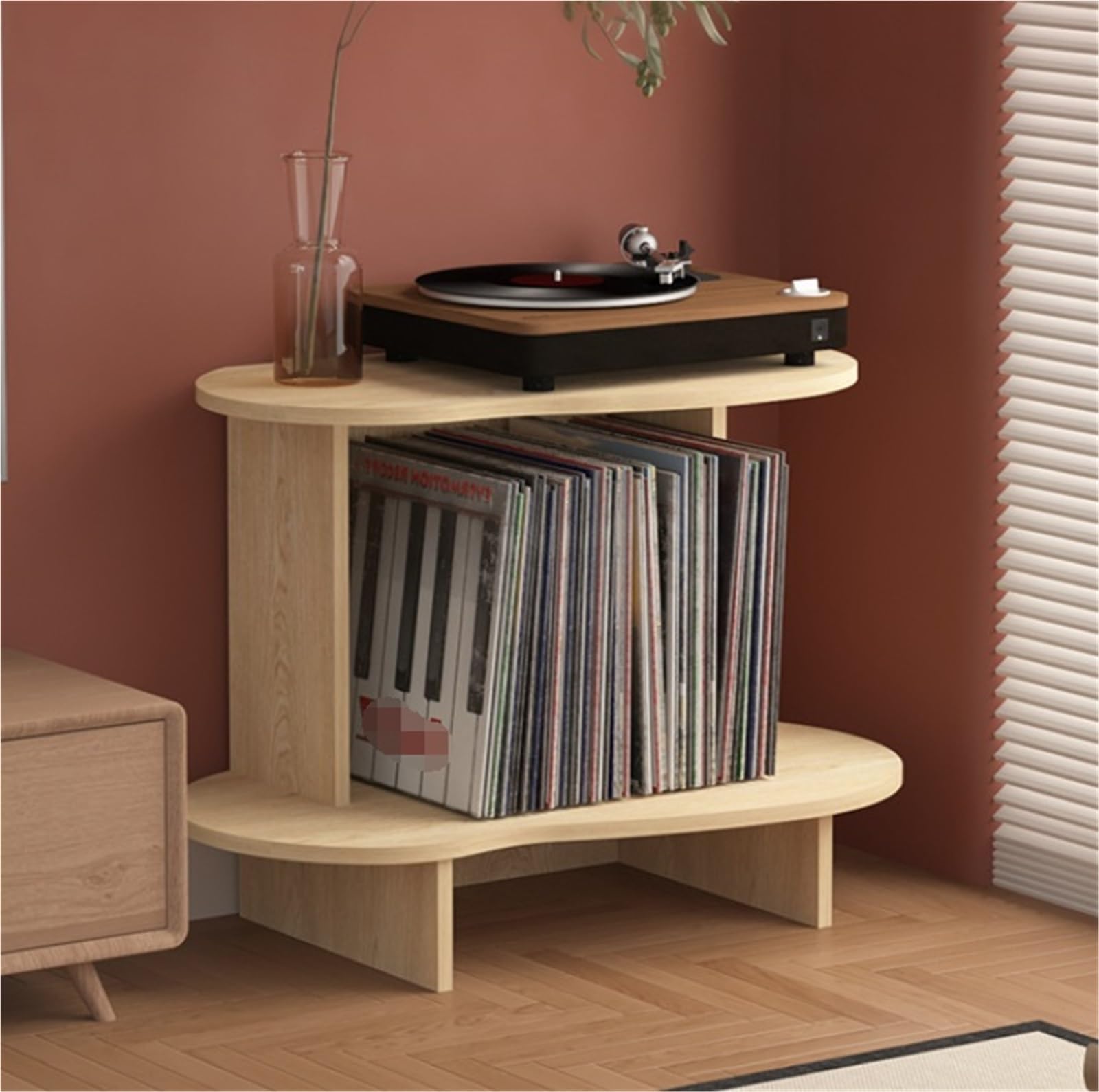 Stojak do przechowywania płyt winylowych mieści 40 albumów, stylowy stojak na czasopisma, półka na czasopisma, ekspozycja winylowa, do domu i biura, idealny dla miłośników muzyki