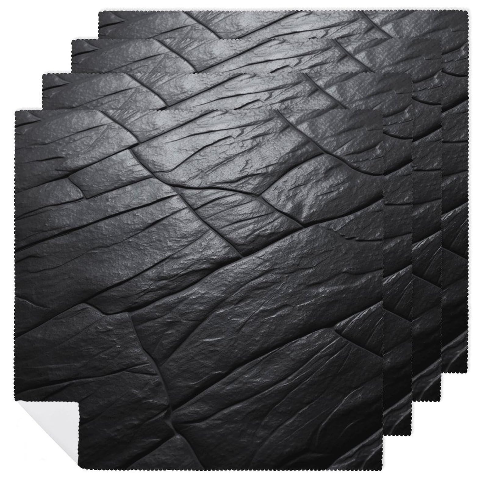 Serviettes de table carrées en tissu lot de 6 motif pierre noire 45x45 cm