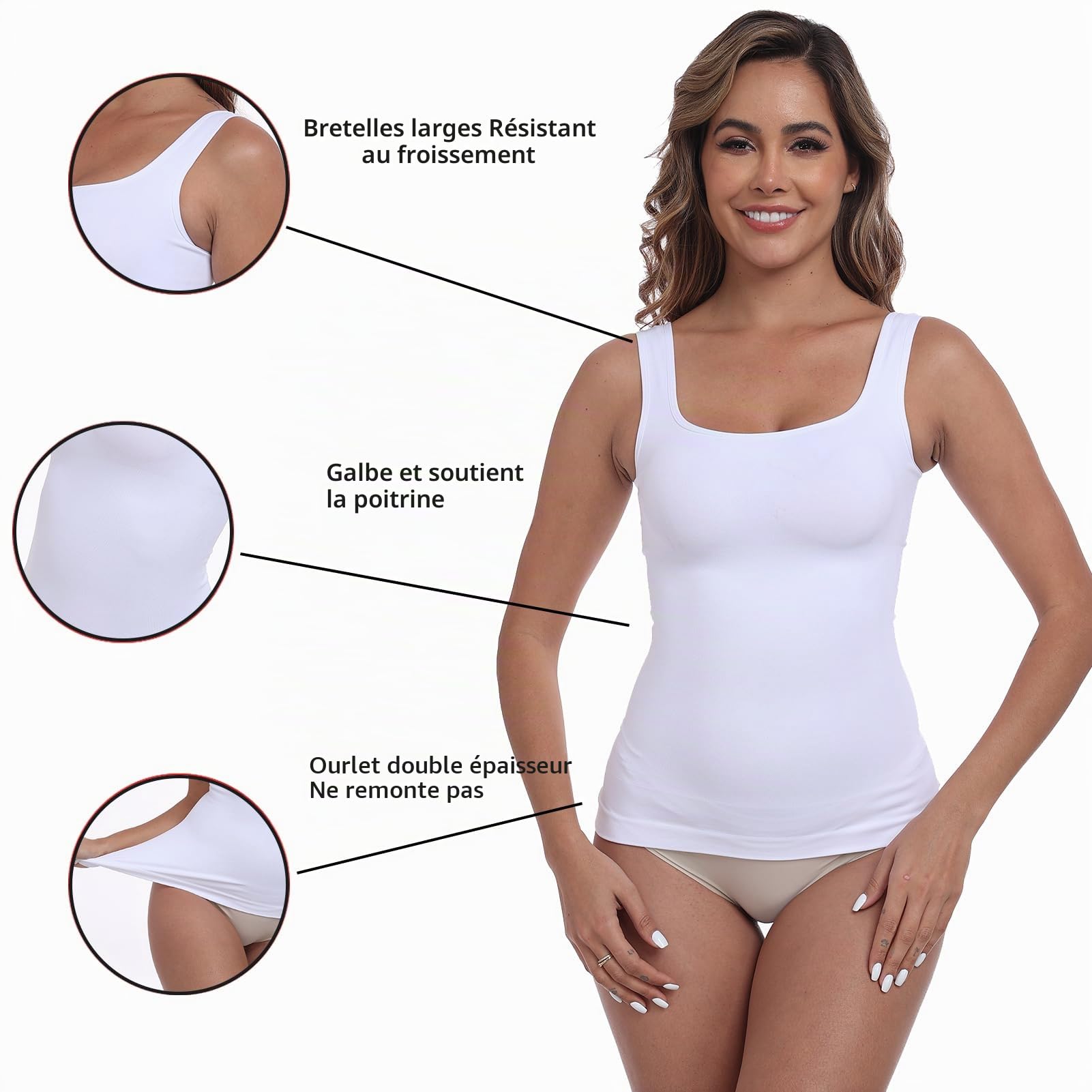 YIOIOIO Débardeur gainant pour femme - Contrôle du ventre - Haut de compression sans couture
