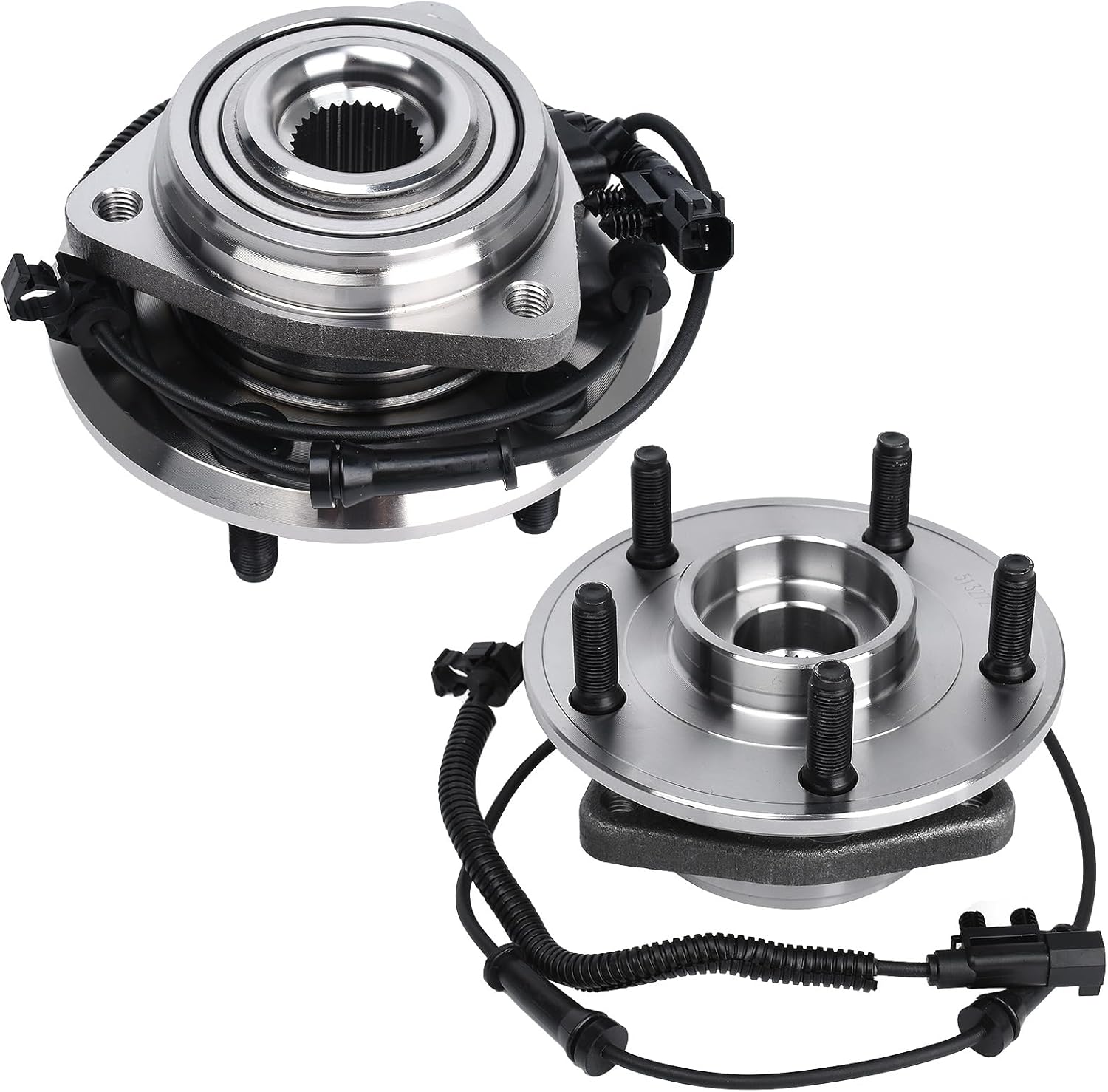 KUSATEC 513272 2pcs Front Wheel Bearing and Hub Assembly Compatible with 2007-2010 Jeep Wrangler, 5 Lug Bolts w/ABS