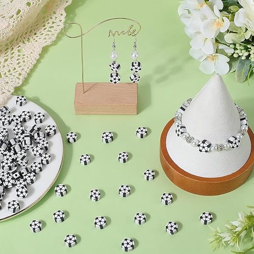 Miniatura 4 de SUNNYCLUE 1 caja de 200 cuentas de fútbol bolas de arcilla, cuentas de arcilla polimérica, cuentas deportivas a granel, cuentas de pelota de fútbol,