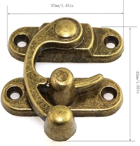 Miniatura 4 de 1 par de bronce mini brazo oscilante cierre de cierre estilo vintage izquierda derecha palanca gancho gancho de metal hebilla curva para maleta caja