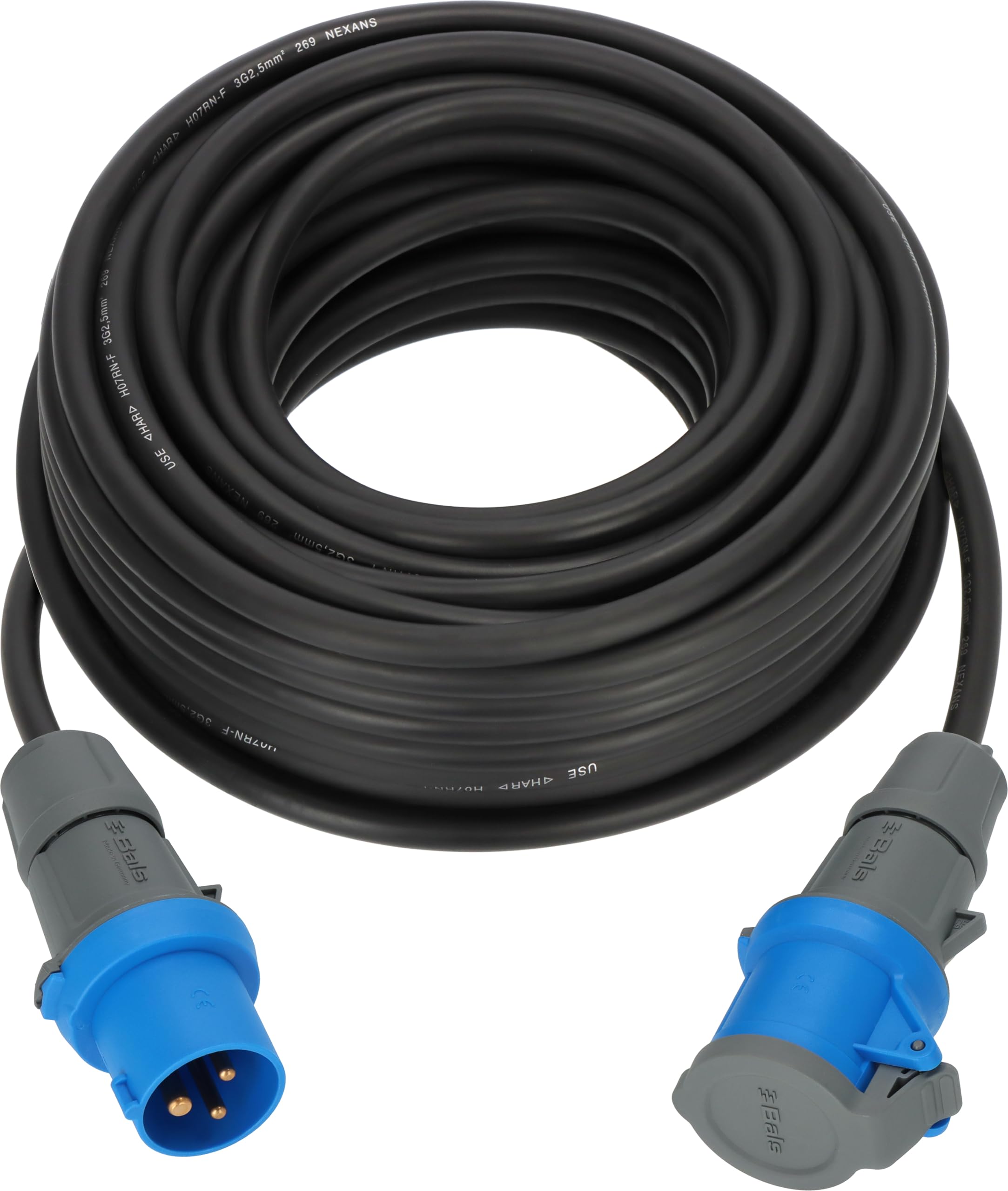 Brennenstuhl CEE - Cavo di prolunga da campeggio, 25 m, H07RN-F, 3G2.5, colore nero, per uso permanente ed esterno IP44, prodotto in Germania