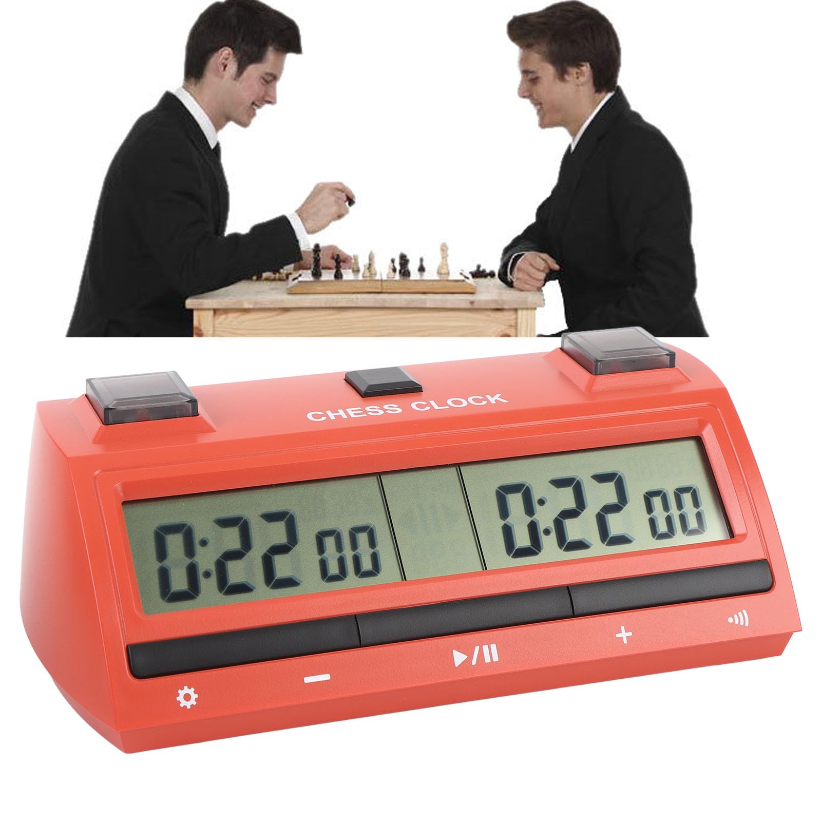 POENVFPO Horloge D'échecs, Récompense de Base Retardée Fonctionnalités Chronométrées, Grand écran Professionnel Portable Minuterie Numérique pour Jeu de société