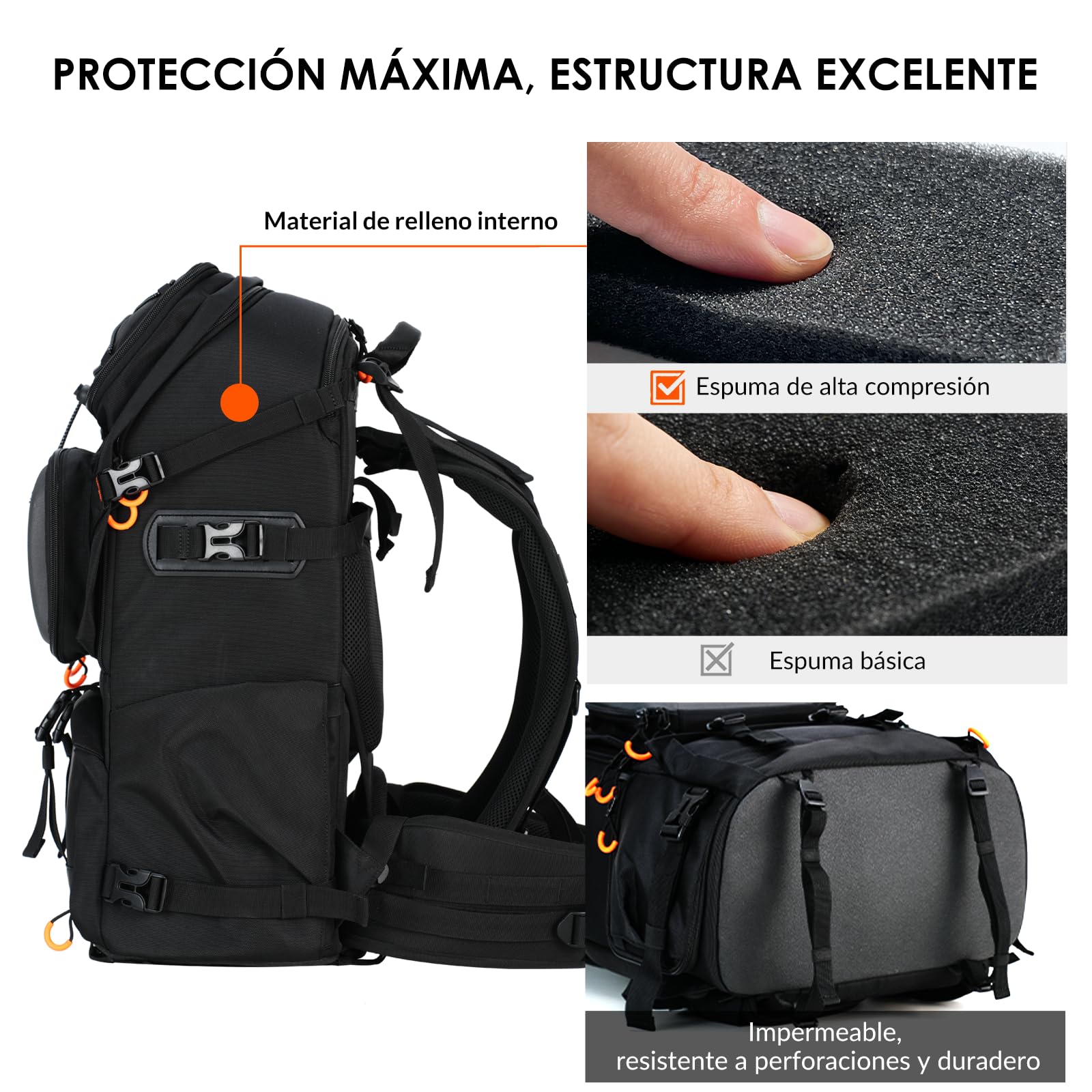 TARION Mochila grande para cámara fotográfica - Bolsa impermeable para cámara DSLR