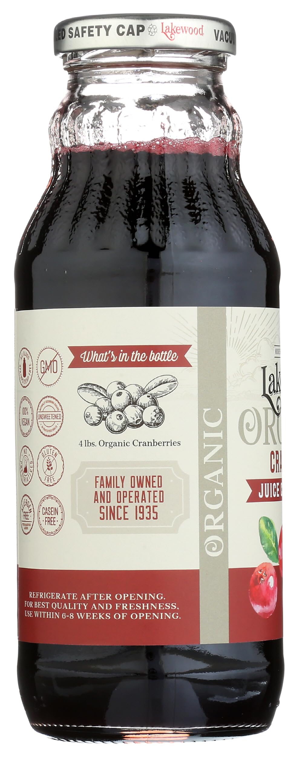 Lakewood Organic Cranberry Concentrate Juice, 12.5 Ounce (Pack of