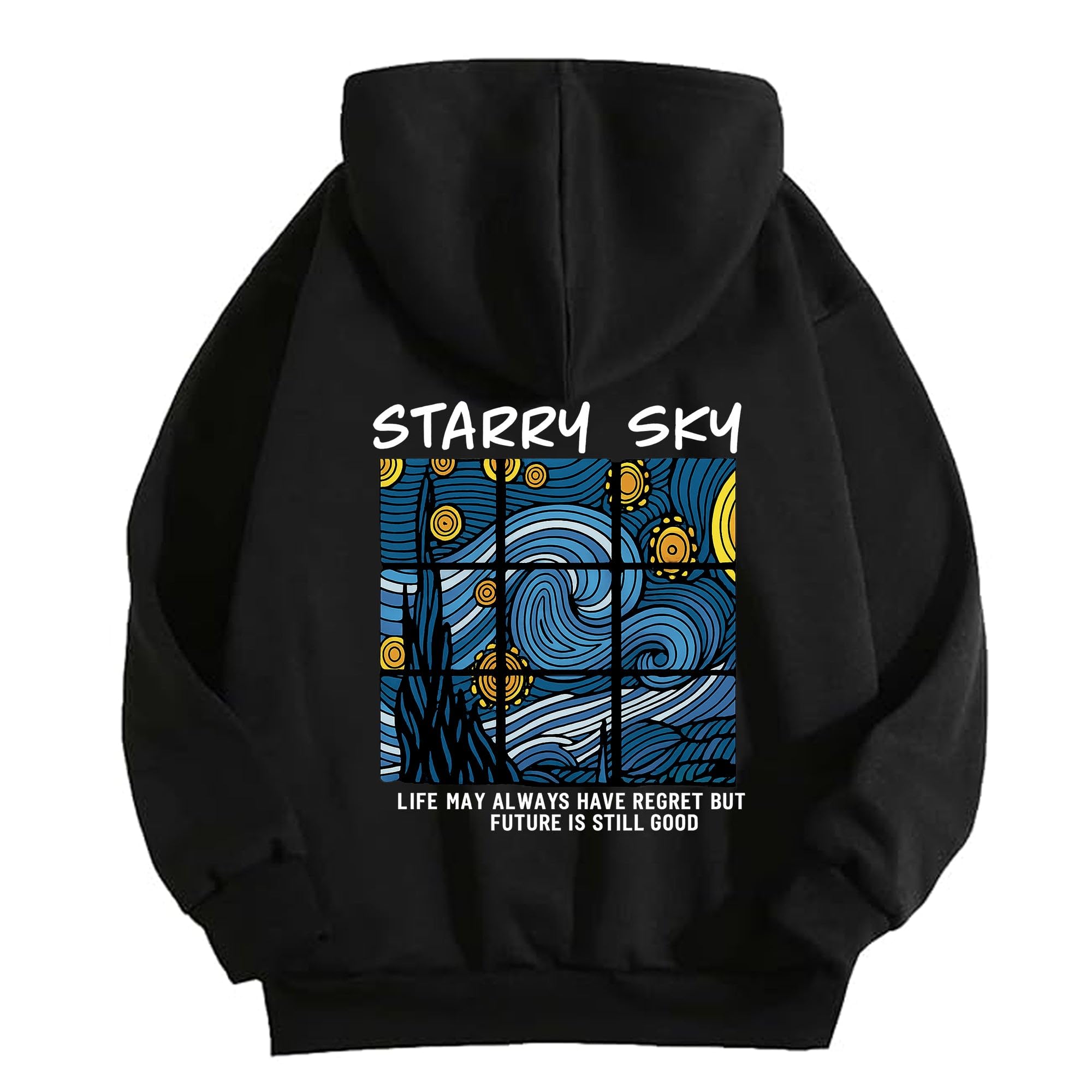 PRINT BHARAT Black Printed Hoodie for Men & Women | Unisex Polyester Fabric | Winter Warm Casual Sweatshirt with Front Pocket & Hood | Regular Fit Pullover-picture-18