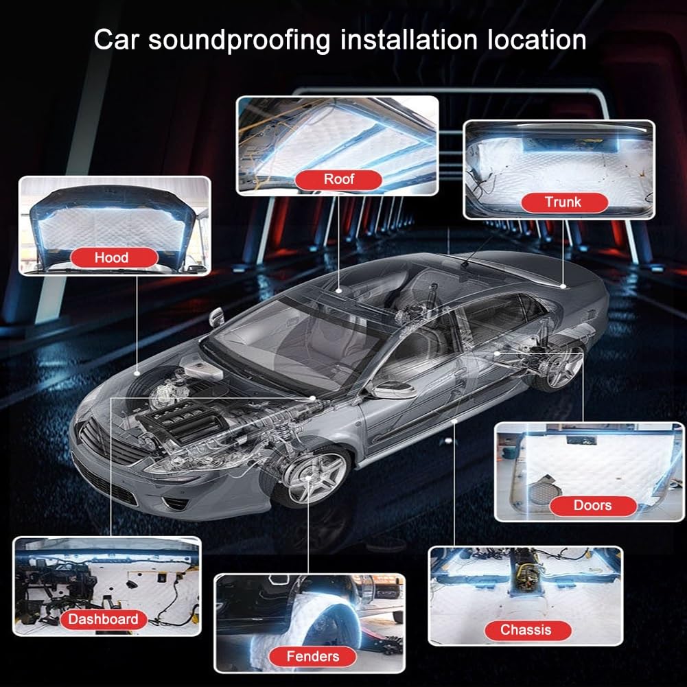 Schalldämmung Selbstklebend Auto - Dämmmatte Auto Innenraum 10mm 16mm 25mm - Schallschutzmatte - Stopfwolle Dämmung - Akustikvlies - PET+PE - Wärmedämmung(50 x 400 cm,10 mm)