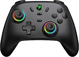 HELLCOOL Switch Controller with Hall Joysticks, Wireless Controller for Nintendo Switch/Lite/OLED, Cool RGB Joysticks/Turbo/Wake-up Function/Dual Motors Vibration/18 Hours Playing Time