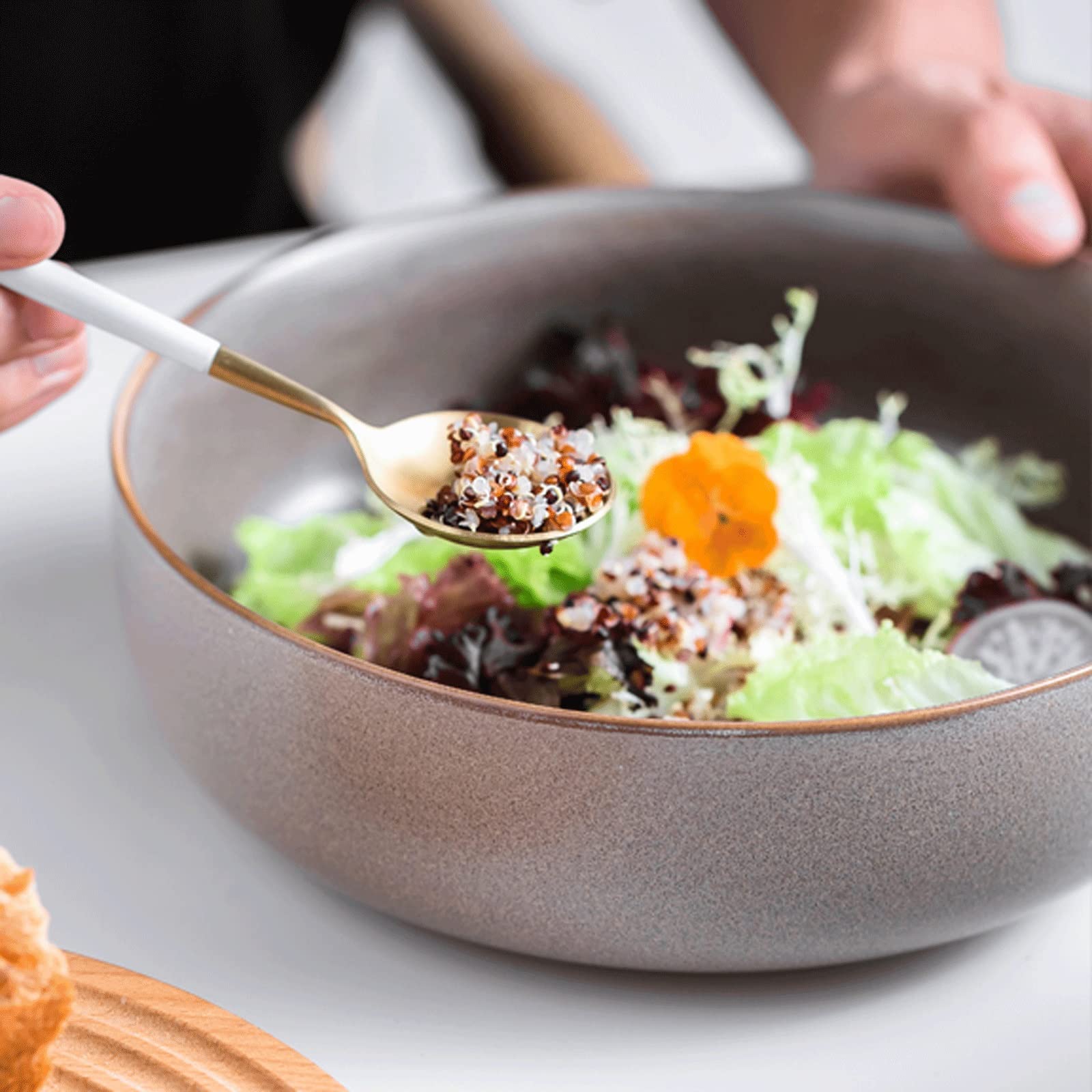 Teller- und Schüssel-Sets, Keramik-Salatschüssel, hervorragend für Pasta, Salat, Reisgerichte, Suppen, Eintöpfe, Spaghetti, Nudeln.