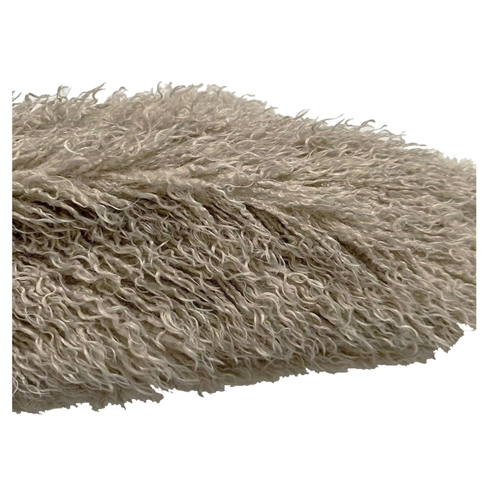 Furry Faux Sheep Wool Fleece 5cm Long Pile Faux Fur Fleece Fabric Soft Curly Woolly Pile Fleece Material, for Cosplay Apparel Accessories Floor Decorations, 50x175cm (Color : Dark Beige 2)