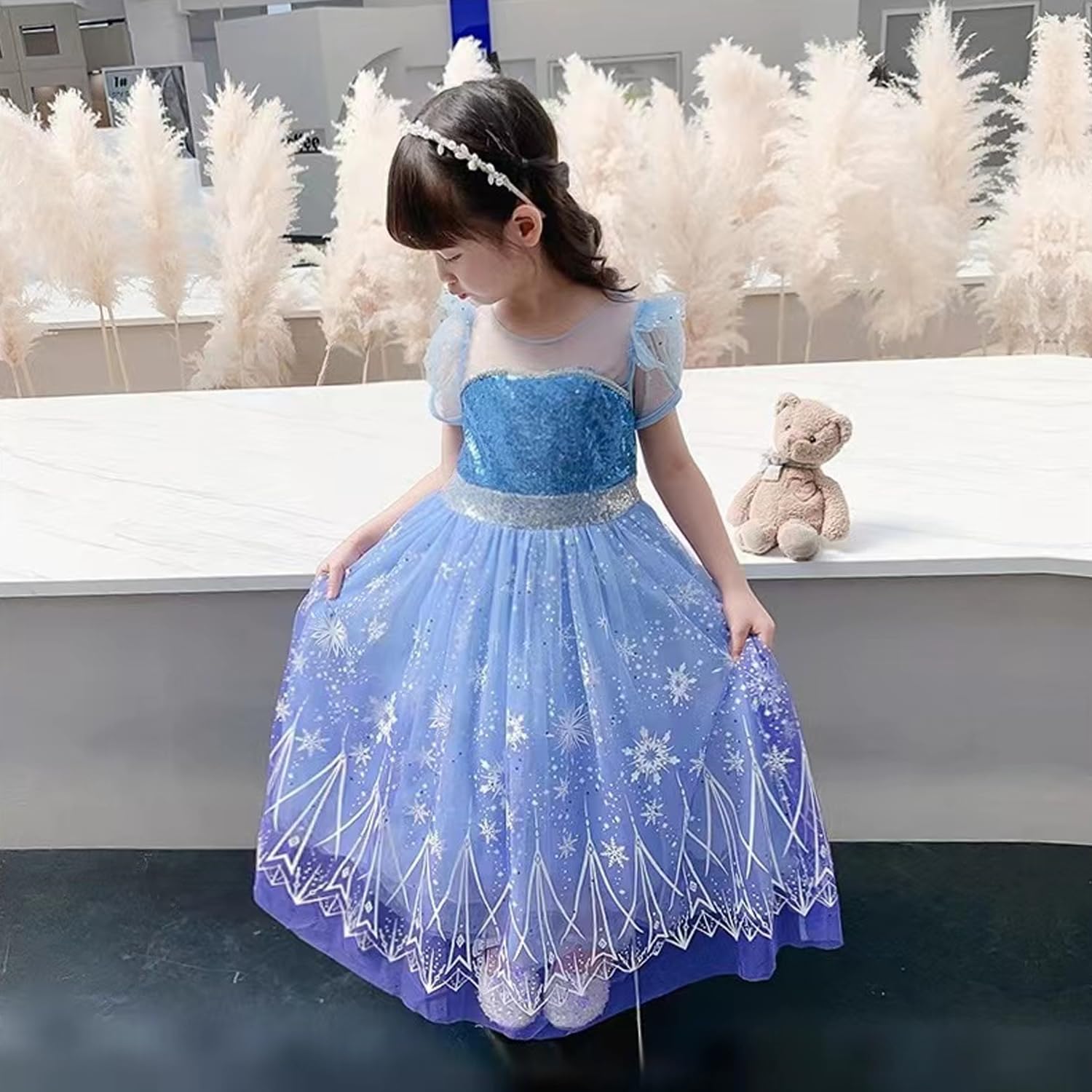 [KOCEKID] プリンセス ドレス 子供 お姫様 ドレス ハロウィン コスプレ 子供 女の子 キッズコスチューム 誕生日ギフト パーティー 七五三 撮影 クリスマスサプライズ 小物付き - 3
