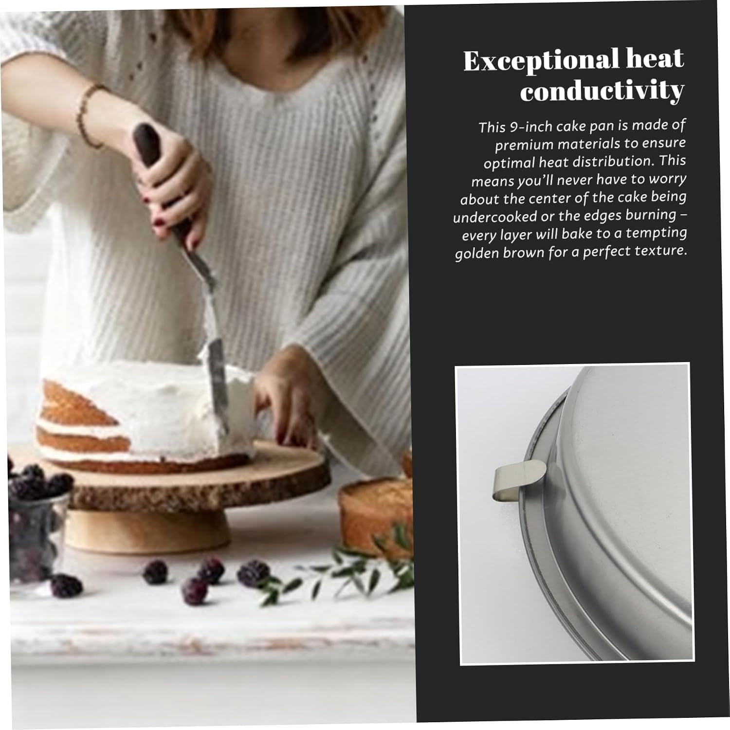 Paquete De 2 Moldes Redondos para Pasteles De 25 Cm (10 Pulgadas), Moldes Antiadherentes De Hojalata para Hornear De Fácil Desmolde con Cuchilla Giratoria Incorporada para Un Corte Uniforme,