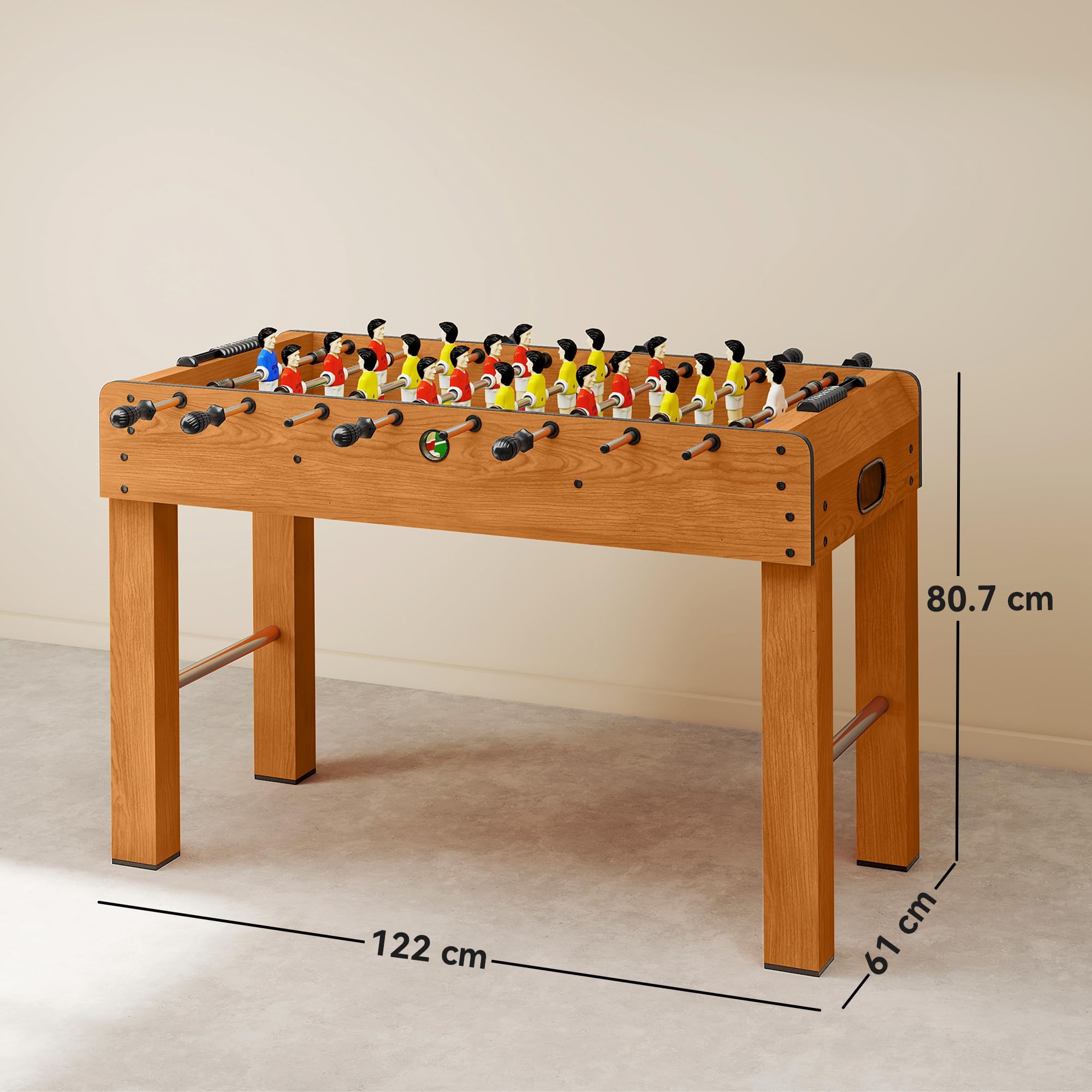 HOMCOM Calcio Balilla Professionale per Adulti e Famiglia, Tavolo Calciobalilla per Adulti, Tavolo da Biliardo Billiardino con 2 Palline, Segnapunti e 22 Giocatori, 122x61x80.7cm