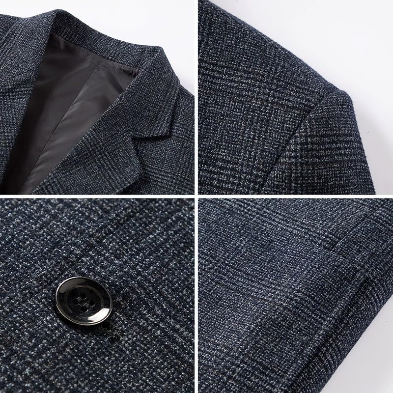 Men's Plaid Slim Fit Korean Style Business Casual Suit Jacket Spring Fall Middle Aged Office Coat4