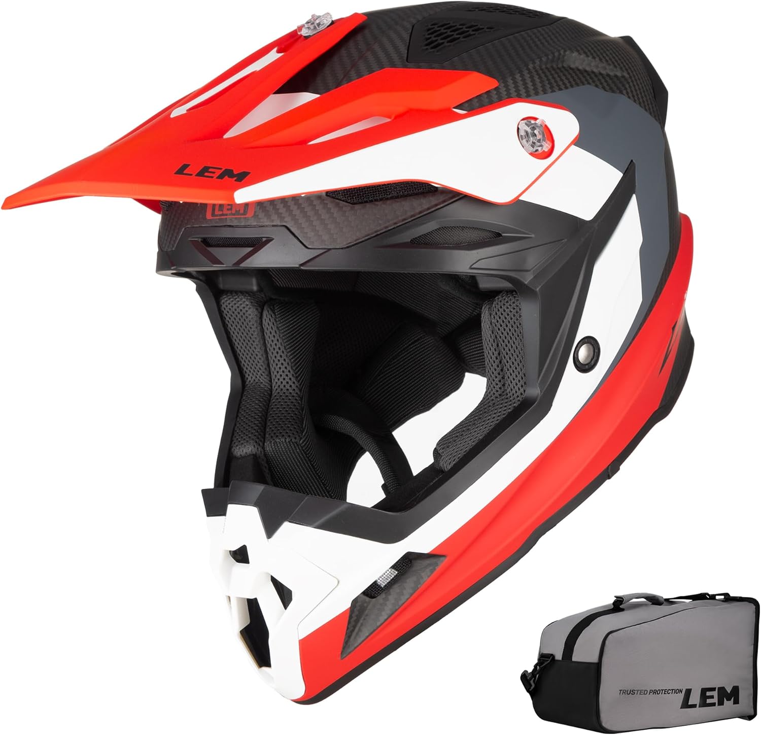 LEM Mountain Bike Helmet Full Face, Dirt Bike Helmet for Men & Women, Comfort Cycling Helmet Racing Carbon Fiber Lightweight, Impact Resistant, Ventilated, Adjustable Visor, MF07 Tirple