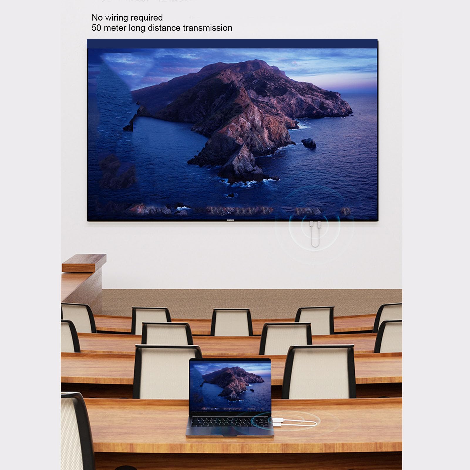 Kit Trasmettitore e Ricevitore HDMI Wireless, Extender Audio Video 1080P 60Hz, Dongle Plug and Play con Portata di 164 Piedi per PC Laptop Monitor TV Proiettore