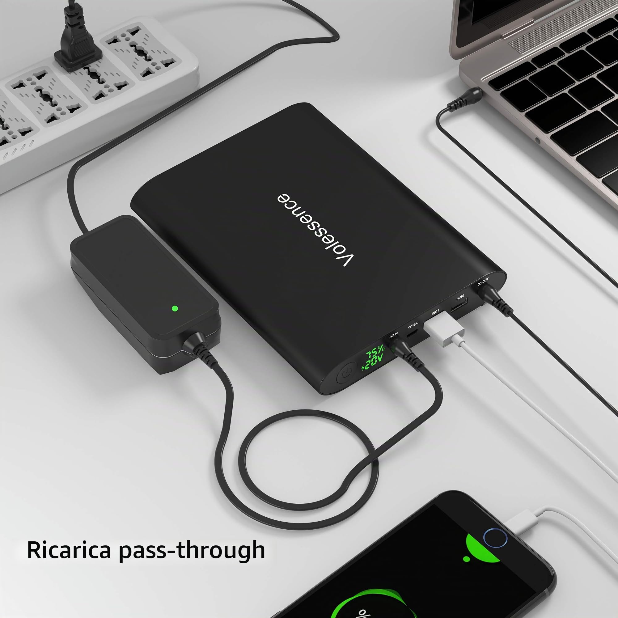 50000mAh Power Bank Batteria Esterna in Alluminio con LED Display - 2X USB (Quick Charge 3.0) - 1x USB Type-C - 1x DC - Alimentatore Portatile per PC/Smartphone/Tablet