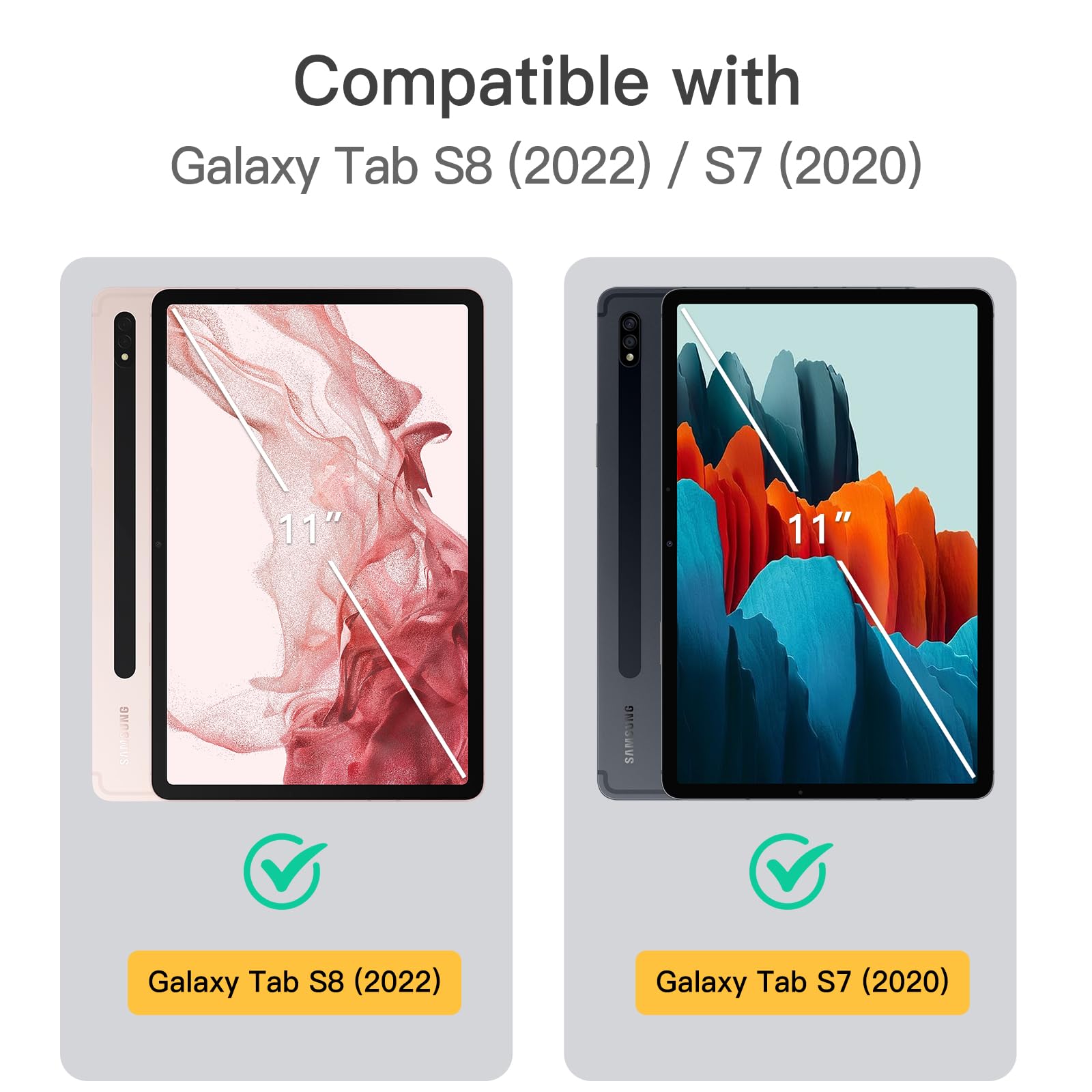 Amazon.com: JETech Case for Samsung Galaxy Tab S8 2022/S7 2020 11
