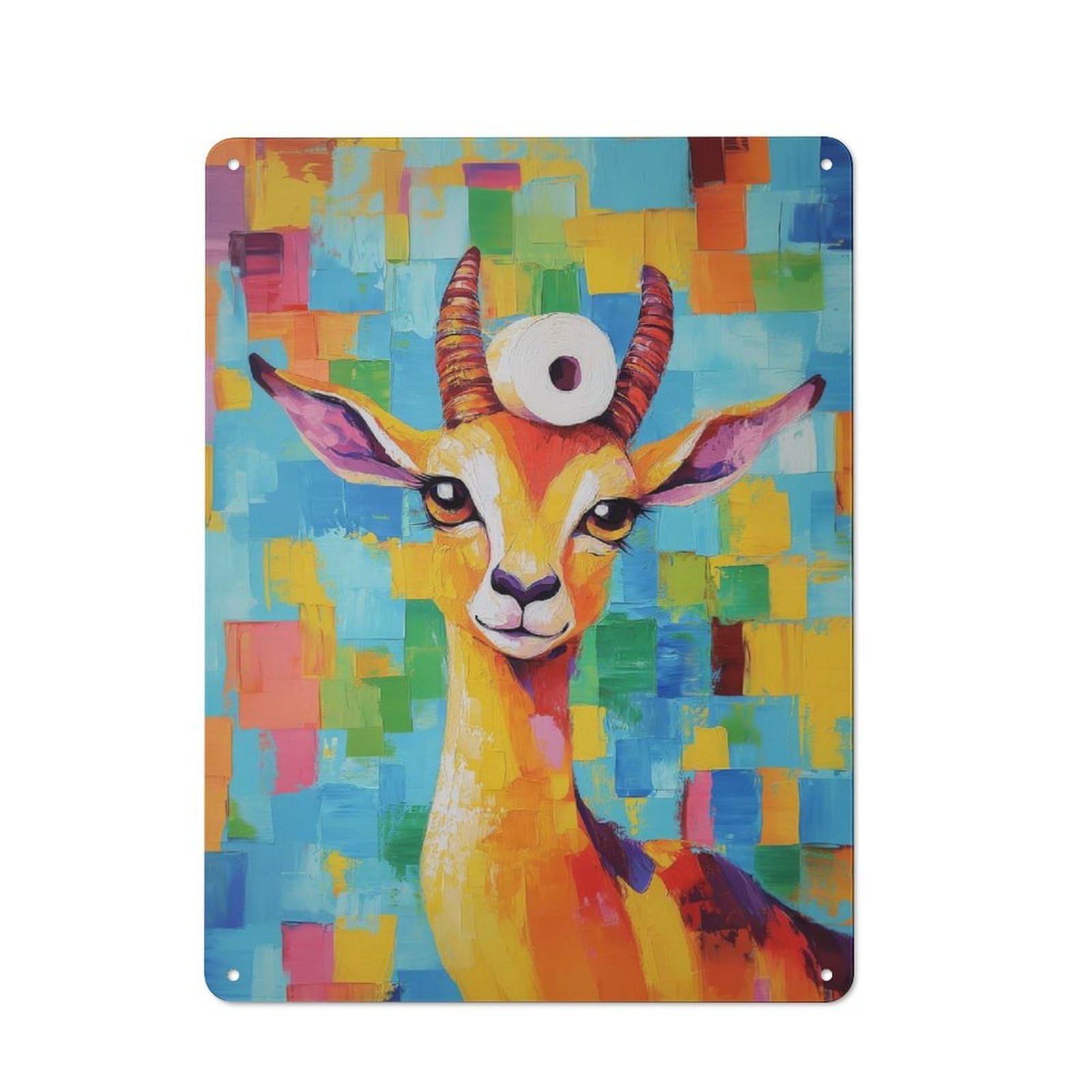 Junmoney Gazelle With Toilet Paper Tin Wall Plaque 40X30cm With For Garage Wall, For Collectors Of Retro Metal Wall Decor