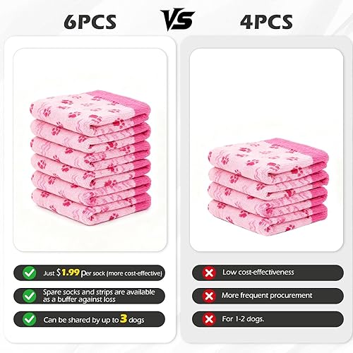 Miniatura 6 de EXPAWLORER 6 piezas de calcetines antideslizantes para perros para evitar que lamen las patas, zapatos de perro para el invierno, botas de perro de