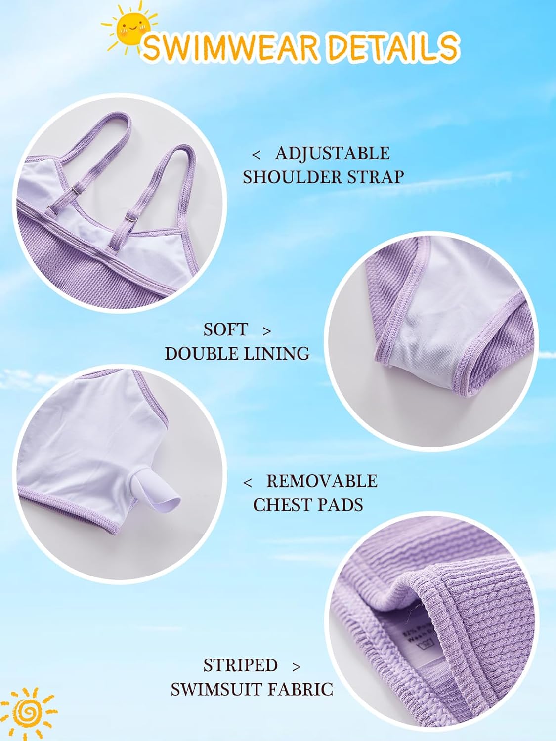 Girl's 2 Piece Swimsuit Solid Spaghetti Strap Bikini Sets Beach Bathing Suit Swimwear for Teen Kids - Image 6