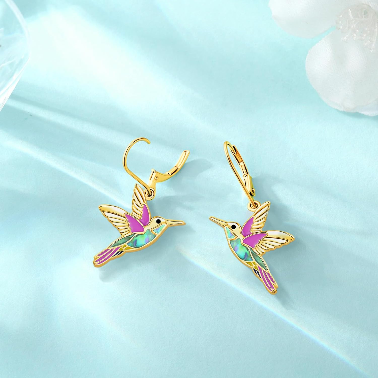 Eusense Sterling Silver Earrings for Women Moonstone/Turquoise/Abalone Shell/Tree of Life/Animals Dangle Leverback Earrings Jewelry