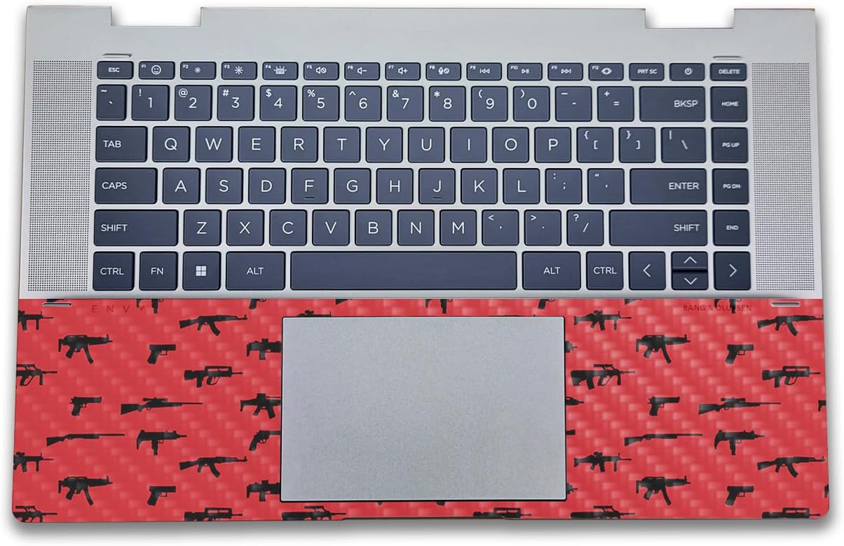 Carbon Fiber Laptop Skin Compatible with HP Envy x360 15.6” (2023) - Guns - Premium 3M Vinyl Protective Wrap Decal Cover - Easy to Apply | Crafted in The USA by MightySkins